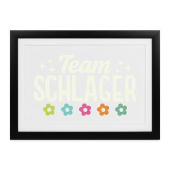 Team Schlager Party Schlagermusik Tanzparty Musik - Gerahmtes Poster (37 × 27 cm) - Schwarz - Vorne