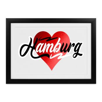 Hamburg  - Gerahmtes Poster (37 × 27 cm) - Schwarz - Vorne
