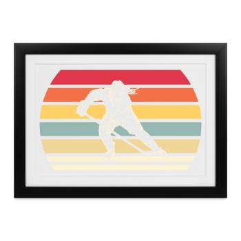 Eishockey Eishockeyspielerin Frauen - Gerahmtes Poster (37 × 27 cm) - Schwarz - Vorne