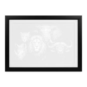 „Big Five“ - Gerahmtes Poster (37 × 27 cm) - Schwarz - Vorne