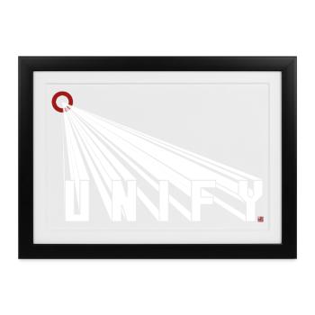 Vereinigung der Menschen und der Erde Japanische Sonnenaufgang - Gerahmtes Poster (37 × 27 cm) - Schwarz - Vorne