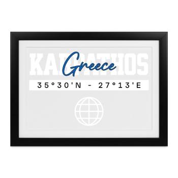 Karpathos Griechenland Koordinaten Reise Souvenir - Gerahmtes Poster (37 × 27 cm) - Schwarz - Vorne