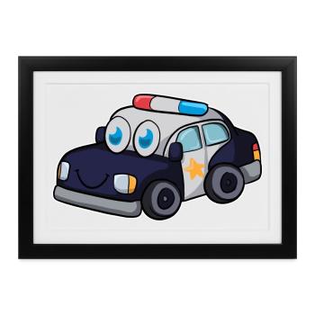 Polizeiauto - Gerahmtes Poster (37 × 27 cm) - Schwarz - Vorne