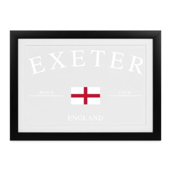 Exeter England – Urlaub Souvenir & Geschenk - Gerahmtes Poster (37 × 27 cm) - Schwarz - Vorne