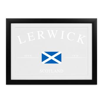 Lerwick Schottland – Urlaub Souvenir & Geschenk - Gerahmtes Poster (37 × 27 cm) - Schwarz - Vorne