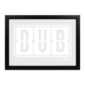 Dublin DUB, City Souvenir Hoodie, T-Shirt, Tasse - Gerahmtes Poster (37 × 27 cm) - Schwarz - Vorne