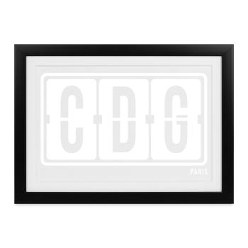 Paris CDG, City Souvenir Hoodie, Flasche, Mütze - Gerahmtes Poster (37 × 27 cm) - Schwarz - Vorne