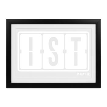 Istanbul IST, City Souvenir Hoodie, Tasse, Tasche - Gerahmtes Poster (37 × 27 cm) - Schwarz - Vorne