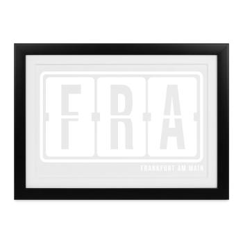 Frankfurt FRA, City Souvenir T-shirt, Tasse,  Bag - Gerahmtes Poster (37 × 27 cm) - Schwarz - Vorne