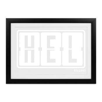 Helsinki HEL , City Souvenir T-Shirt, Hoodie, Cap - Gerahmtes Poster (37 × 27 cm) - Schwarz - Vorne