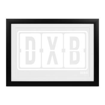 Dubai DXB, City Souvenir T-shirt, Tasche, Mütze - Gerahmtes Poster (37 × 27 cm) - Schwarz - Vorne