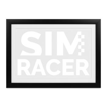 Simracer aus Leidenschaft Gamer Rennsport - Gerahmtes Poster (37 × 27 cm) - Schwarz - Vorne