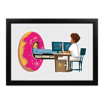 Homme Manip Radio Scanner Irm Donut Radiologie - Gerahmtes Poster (37 × 27 cm) - Schwarz - Vorne