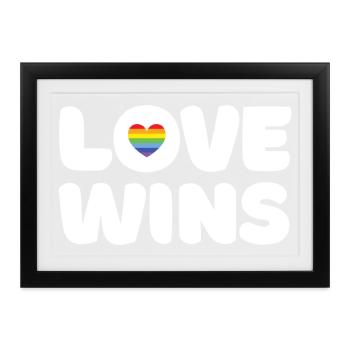 Pride Month LGBTQ - Liebe gewinnt - Gerahmtes Poster (37 × 27 cm) - Schwarz - Vorne