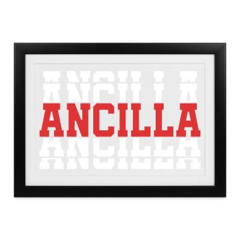 Girl Name Ancilla gestapelte Geschenkidee - Gerahmtes Poster (37 × 27 cm) - Schwarz - Vorne