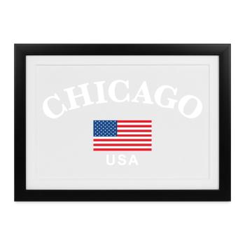 Chicago, USA - Gerahmtes Poster (37 × 27 cm) - Schwarz - Vorne