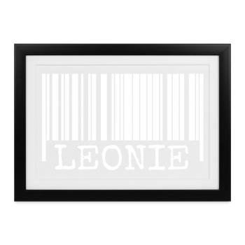 Leonie als Strichcode - Gerahmtes Poster (37 × 27 cm) - Schwarz - Vorne