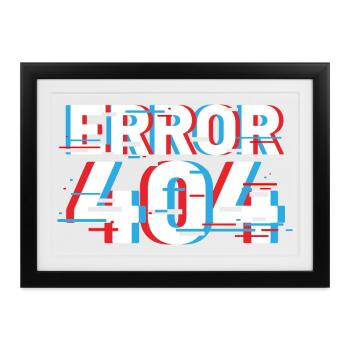 Fehler 404 Glitch - Gerahmtes Poster (37 × 27 cm) - Schwarz - Vorne