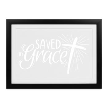 Saved by Grace Lettering - Gerahmtes Poster (37 × 27 cm) - Schwarz - Vorne