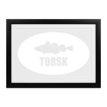 Torsk Dorsch Umriss I Norwegen Angeln Island - Gerahmtes Poster (37 × 27 cm) - Schwarz - Vorne