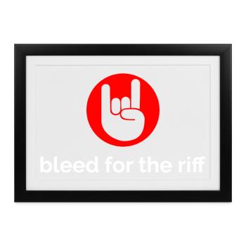 Bleed For The Riff red/white - Gerahmtes Poster (37 × 27 cm) - Schwarz - Vorne
