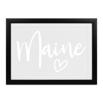 Maine Heart Women's Love Maine - Gerahmtes Poster (37 × 27 cm) - Schwarz - Vorne