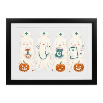 Krankenschwester Krankenpfleger Halloween - Gerahmtes Poster (37 × 27 cm) - Schwarz - Vorne
