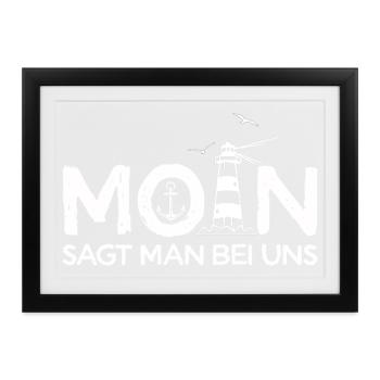 Leuchtturm Anker Moin  - Gerahmtes Poster (37 × 27 cm) - Schwarz - Vorne