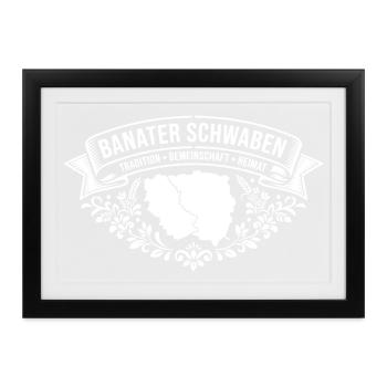 Banater Schwaben | Tradition Gemeinschaft Heimat - Gerahmtes Poster (37 × 27 cm) - Schwarz - Vorne