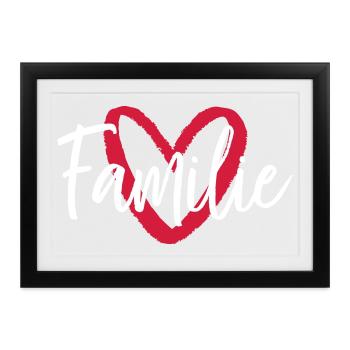Familie Herz I Partnerlook Eltern Kinder - Gerahmtes Poster (37 × 27 cm) - Schwarz - Vorne