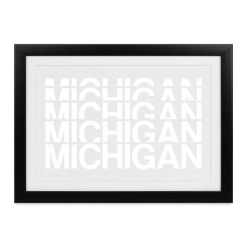 Michigan Raster Blockdesign - Gerahmtes Poster (37 × 27 cm) - Schwarz - Vorne
