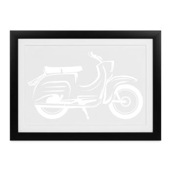 simson schwalbe Grafik freunde symbol icon Logo - Gerahmtes Poster (37 × 27 cm) - Schwarz - Vorne