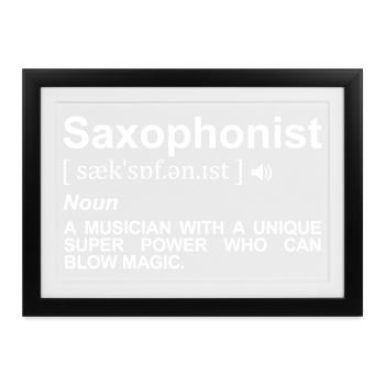 Saxophonist Wörterbuch - Gerahmtes Poster (37 × 27 cm) - Schwarz - Vorne