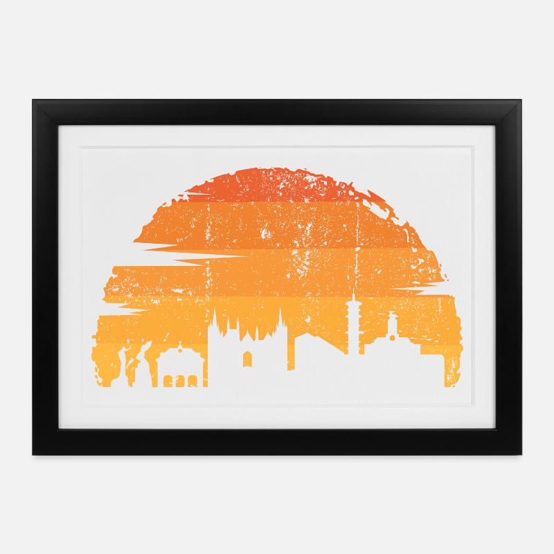 Sunset Skyline Silhouette - Framed poster (37 × 27 cm) - black
