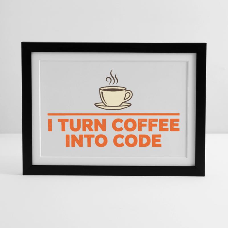 I Turn Coffee Into Code – Programmer Retro Framed poster (37 × 27 cm)