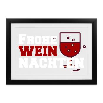 Frohe Weinachten Weinglas Design - Gerahmtes Poster (37 × 27 cm) - Schwarz - Vorne