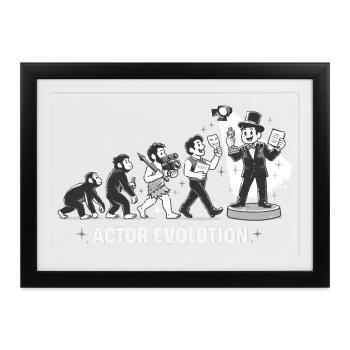 Actor Evolution: Vom Affen zum Schauspieler - Gerahmtes Poster (37 × 27 cm) - Schwarz - Vorne