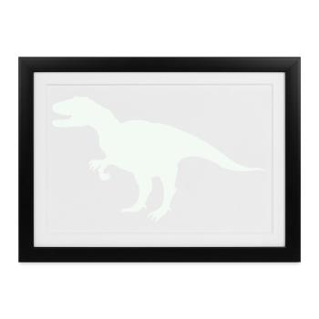 T-Rex Silhouette im Retro-Look - Gerahmtes Poster (37 × 27 cm) - Schwarz - Vorne