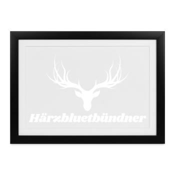 Härzbluetbündner, Stolzer Bündner aus Graubünden - Gerahmtes Poster (37 × 27 cm) - Schwarz - Vorne
