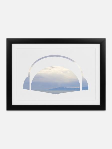 Sonnenuntergang Kopfhörer - Gerahmtes Poster (37 × 27 cm) - Schwarz