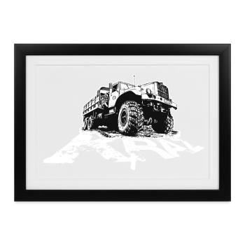 KRAZ Schriftzug - Gerahmtes Poster (37 × 27 cm) - Schwarz - Vorne