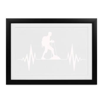 Wandern, Wandern, Wandern Vibes - Gerahmtes Poster (37 × 27 cm) - Schwarz - Vorne