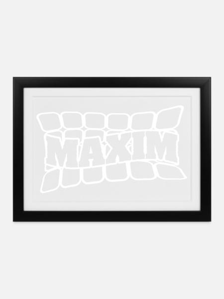 Name Maxim - Gerahmtes Poster (37 × 27 cm) - Schwarz