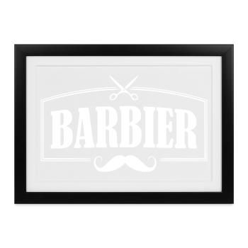 barber barbier shirt - Gerahmtes Poster (37 × 27 cm) - Schwarz - Vorne