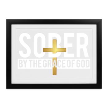 Nüchtern durch die Gnade Gottes AA NA-Meilenstein - Gerahmtes Poster (37 × 27 cm) - Schwarz - Vorne