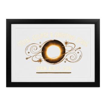 Eclipse & Shooting Stars Spanien 2026 - Gerahmtes Poster (37 × 27 cm) - Schwarz - Vorne