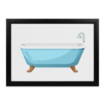 Badewanne - Gerahmtes Poster (37 × 27 cm) - Schwarz - Vorne