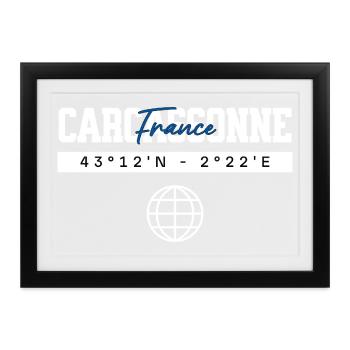 Carca ssone Frankreich Koordinaten Globus - Gerahmtes Poster (37 × 27 cm) - Schwarz - Vorne