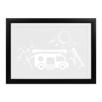 camping outdoor Reisen Outdoor Symbol icon Logo - Gerahmtes Poster (37 × 27 cm) - Schwarz - Vorne