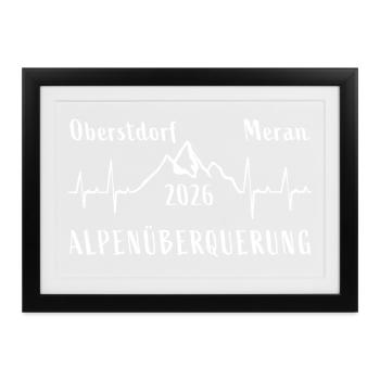 Alpenüberquerung 2026 Oberstdorf Meran E5 - Gerahmtes Poster (37 × 27 cm) - Schwarz - Vorne